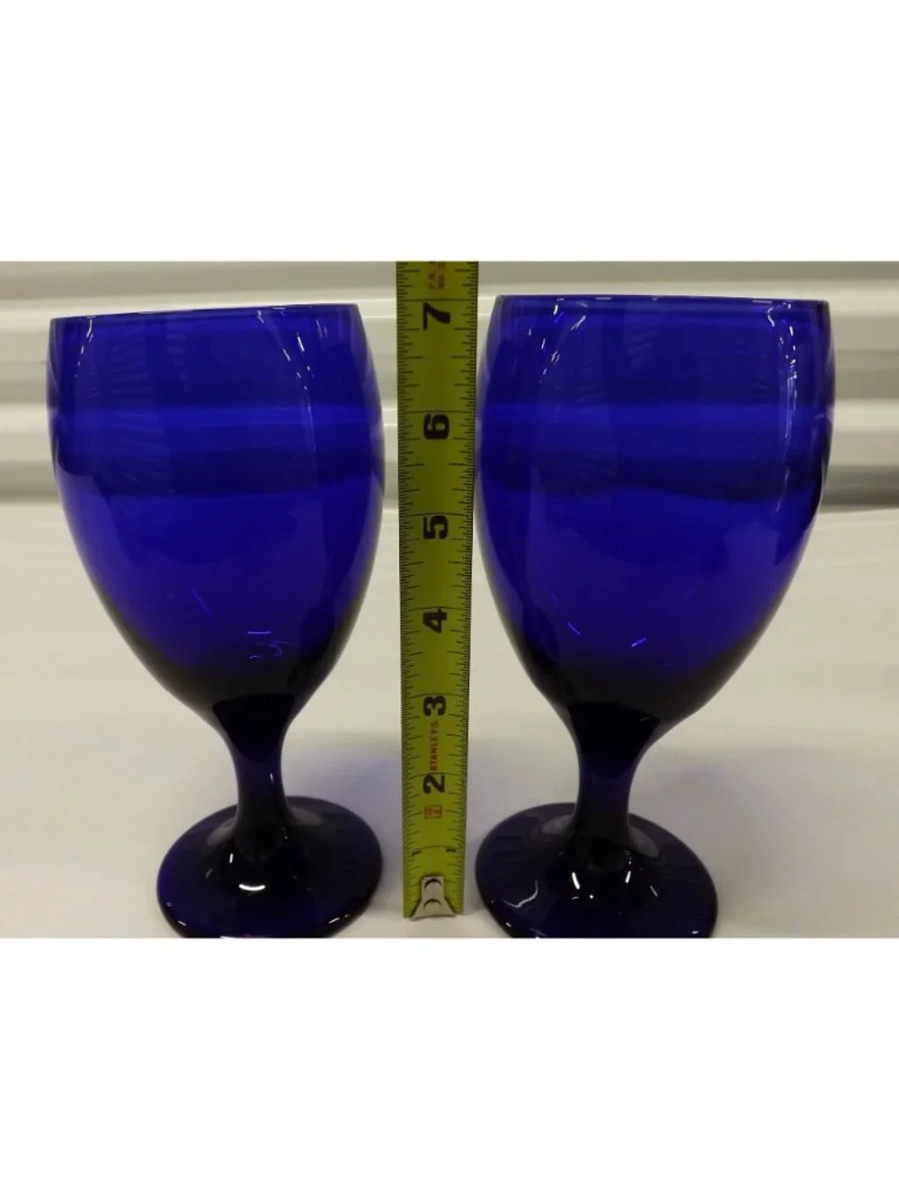 Libbey Premiere Cobalt Blue Teardrop Stem Goblet Glasses Water Iced Tea Set Of 2